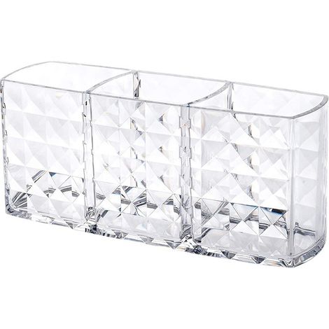 Commode acrylique 3 compartiments cosmétiques pinceaux maquillage dressing chambre salle bain (1/5)