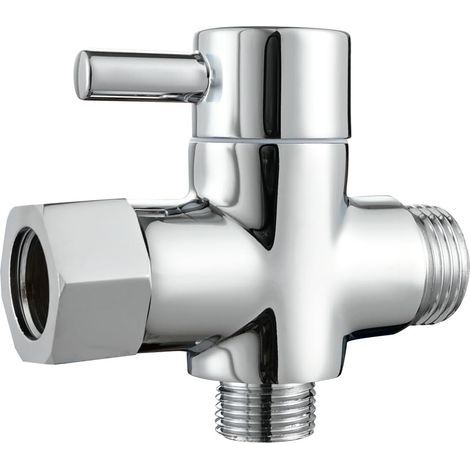 Robinet WC 3 Voies en Laiton Valve Inverseur de Douche 3/8" pour Toilette, Chromé Z-V-D (1/5)
