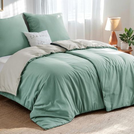 Bettwäsche 135x200 4teilig 135x200 4teilig Salbeigr&xFCn Beige (1/5)