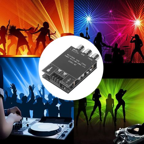 Module amplificateur audio Bluetooth 5.0 ZK-1002T 100 W x 2 avec réglage des aigus et des graves, subwoofer, stéréo double canal, 12-24 V CC (1/5)