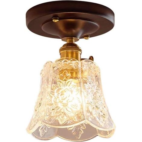 Plafonnier LED en Verre Style Français Moderne, Lampe de Plafond à Lumière Chaude, Luminaire Décoratif pour Salon, Chambre et Couloir (1/5)