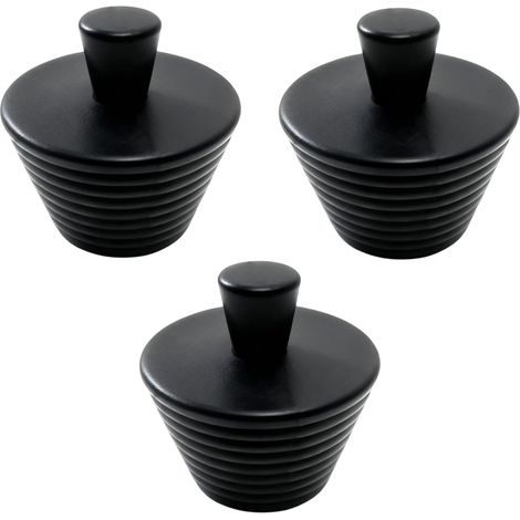 3 Pièces Bouchons de Vidange Universels Bouchon de Lavabo Caoutchouc Bouchon Baignoire Universel Bouchon de Vidange Baignoire Bouchon D'étanchéité de Tuyau D'évacuation (Noir) (1/5)