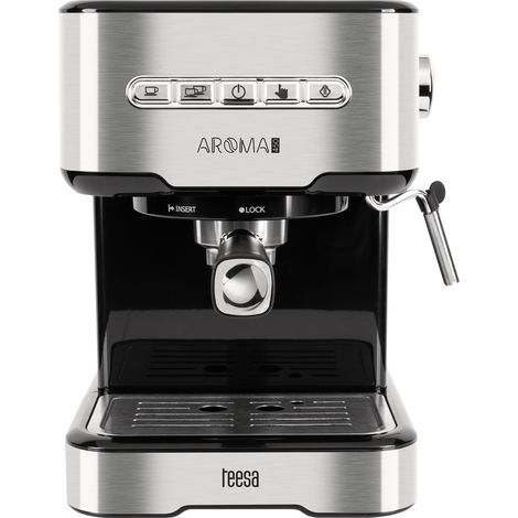 Cafetera a presión Teesa de 850 W + espumador de leche de 15 bares