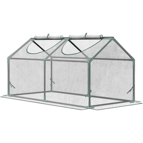 Tighten of outdoor 120 x 60 x 60 cm, tighten of garden with 2 windows enroulables and structure in steel for the cultivation of plants, vegetables, flowers, tomates, transparent (1/5)