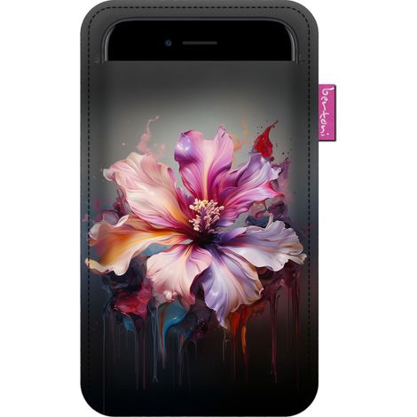Étui pour smartphone, motif Livia - feutrine écologique, 105 x 175 mm, anthracite, impression résistante, protection pour téléphone, lavable à 40 °C, Bertoni (1/3)