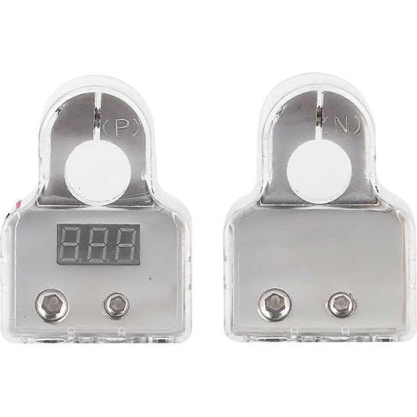 Paar 0/4/8 AWG Batteriepolklemmen mit Voltmeter für Auto, Wohnwagen und Boot