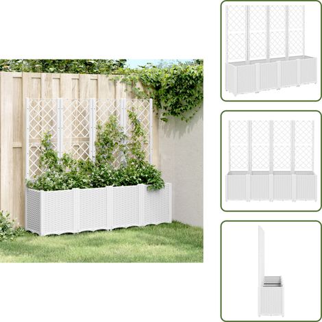 Pflanzkübel mit Rankgitter Weiß 160x40x140 cm PP - Blumentopf - Rankgitter - Gartendekoration - Kübelgarten - Polypropylen Topf (1/5)