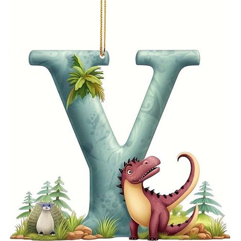 Ornement De Noël En Acrylique - Lettre Initiale Dinosaure - Décoration Pour Arbre De Noël - Lot De 26 Pièces (1/2)