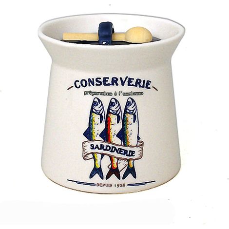 Sardy - Pot à sel en Faïence avec cuillère en bois