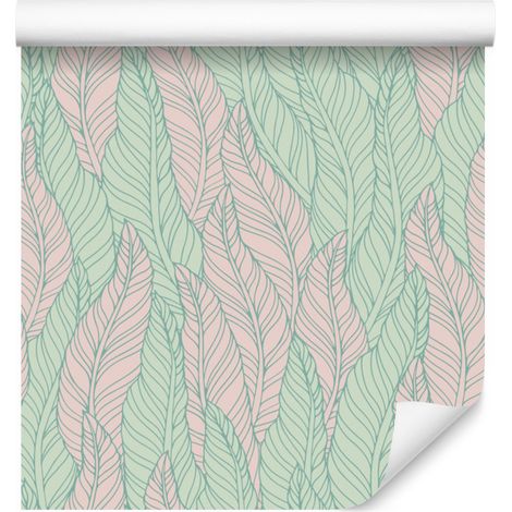 Papel pintado con hojas de bosque exótico para salón y dormitorio, 50x1000 cm. (1/5)