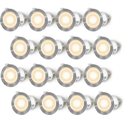 Kit de 16 spots encastrés LED étanches pour terrasse en bois, IP67, éclairage extérieur (1/5)