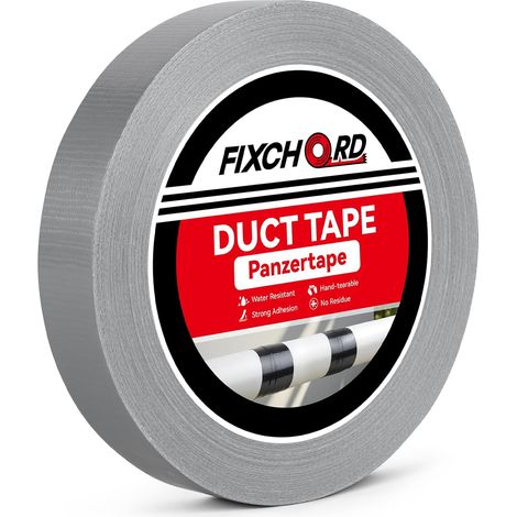 Ruban Adhésif Toilé, 25mm×50m Duct Tape extra fort, Gaffer Tape Imperméable, Ruban Adhésif de Réparation pour Réparer, Renforcer, Regrouper, Sceller, Intérieur/Extérieur, Argent (1/5)