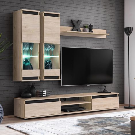 Ensemble Meuble TV 4P "Modo" 175cm Naturel (1/2)
