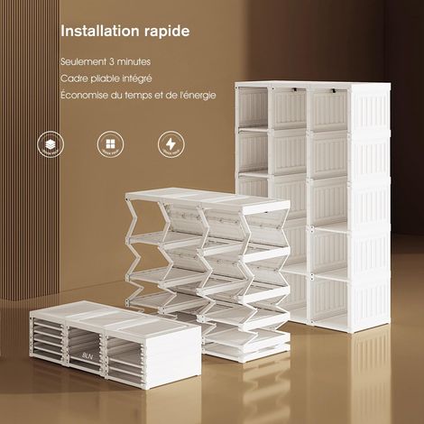 Tragbarer Klappschrank 170 cm, mit 6 transparenten Türen, Kleiderstange, magnetische Verschluss, Kleiderschrank
