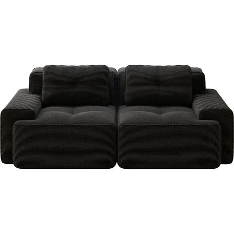 Sofá modular de 2 plazas en tejido efecto pana negra MODENUIT (1/5)