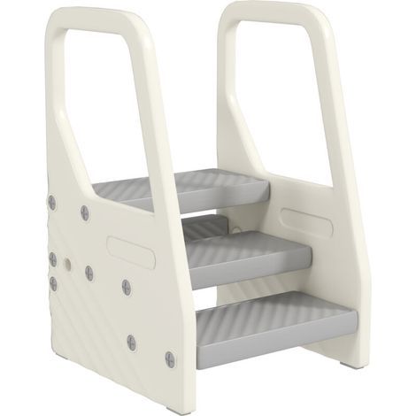 Marchepied enfant escabeau 3 marches pour enfants hauteurs réglables de 3 à 2 marches 43 x 42 x 65,5 cm gris (1/5)