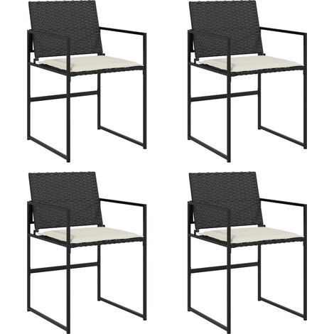 Maison Exclusive - Gartenstühle mit Kissen 4 Stk. Schwarz Poly Ra