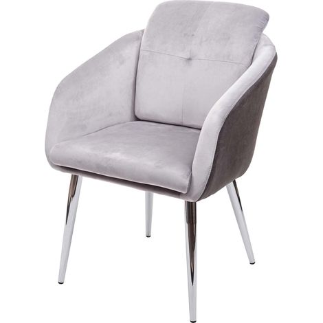 Chaise de salle à manger HWC-G48,chaise pour cuisine,chaise rembourrée,similicuir velours avec accoudoirs-gris (1/5)