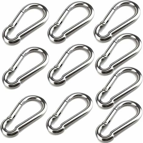 Ulisem10 Mousquetons De 40 Mm X 4 Mm, Mousqueton En Acier Inoxydable 304 Avec Mousqueton, Capacité De Charge Jusqu'À Environ 80 Kg.