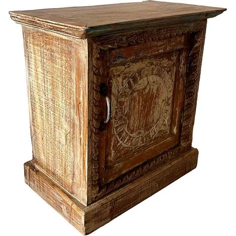 Mesita de madera acabado artesanal marrón 52x30x57h cm (1/5)