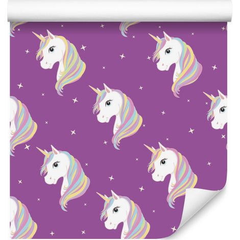 Papel pintado de unicornios frente a las estrellas para salón y dormitorio, 50x1000 cm. (1/5)