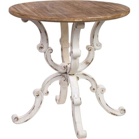 Mesa redonda de madera acabado envejecido D80x80x79h cm (1/5)