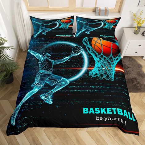 Housse de Couette 140x200 cm Motif Basketball Réversible - 140x200cm + 1 Taie Oreiller 65x65cm (1/5)