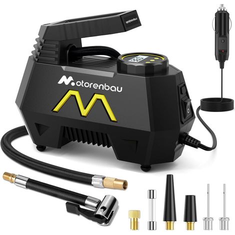 Gonfleur de pneus Portable, compresseur d'air 150 PSI pour pneus de Voiture, Accessoires Auto, Pompe Automatique 12 V CC avec manomètre numérique et lumière LED pour Moto, vélo, Ballon