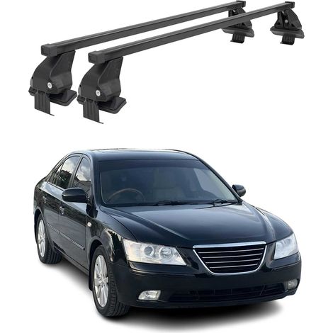 OMAC Dachträger Querträger Stahl für Hyundai Sonata VI 2010-2014 – Abschließbar – City-Crash-getestet – DIN 75302:2019 – ISO/PAS 11154:2006 – Max. 50 kg Schwarz (1/5)