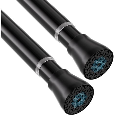 Lot de 2 Tringles à Rideaux Sans Perçage 113-196 cm Tringle de Douche Télescopique Extensible Réglable en Acier Inoxydable pour Salle de Bain, Fenêtre, Cuisine (1/4)