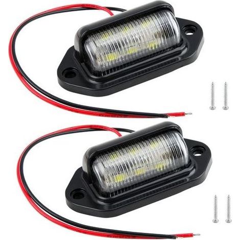 LED Éclairage Plaque Immatriculation Auto Universelle, 2 Pièces Imperméable LED Feux Arrière Lampe 12V-24V, pour Camions, Camionnette, Motos, Caravane, Remorques, SUV, Voiture (1/4)