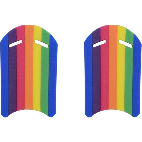 2 planches de natation arc-en-ciel pour enfants et adultes, en mousse, pour l'entraînement en piscine. Outil de flottaison pour les mains. (1/5)