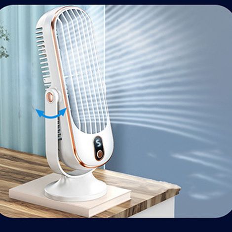 Tragbarer USB-Tischventilator, 5 Geschwindigkeitsstufen, leise, mit bürstenlosem Motor für Auto und Zuhause, Weiß