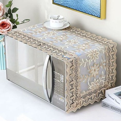 DEESSE SHOP - Un morceau de housse de protection pour four à micro-ondes, housse de protection pour four à micro-ondes en dentelle (motif de couronne) (1/4)