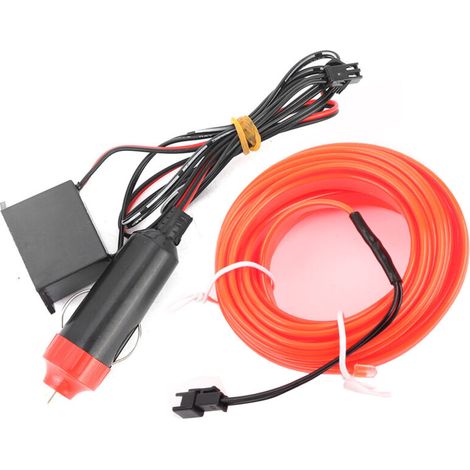 Pièces de Lampe Décorative LED de Voiture, Bande Lumineuse Décorative de Voiture, éclairage Intérieur, Pièces de Modification de Lampe Froide EL Auto LED 4 Mètres (rouge) (1/5)