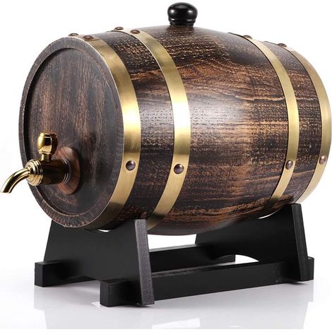 1 Fût à vin, robinet, bois de chêne, style rétro, 3 litres, pour maison et restaurant (1/5)