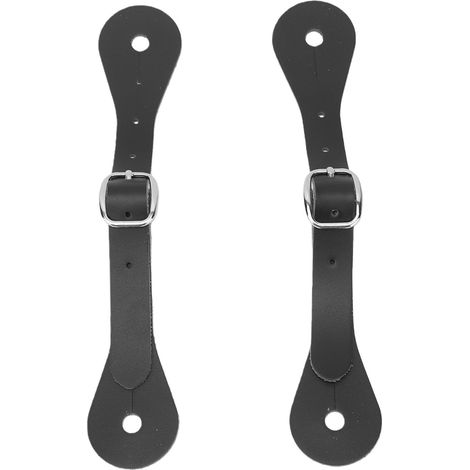 2 pièces sangles d'éperon en cuir PU robustes réglables boucle cowboy bottes pour dressage, cyclisme (1/5)