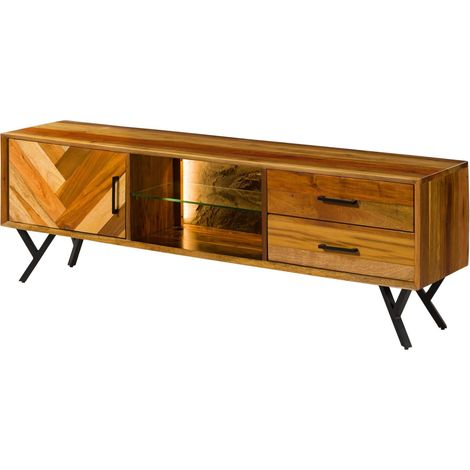 Mobile Tv in legno di legno riciclato 180x40x56 laccato naturale AVIGNON 100