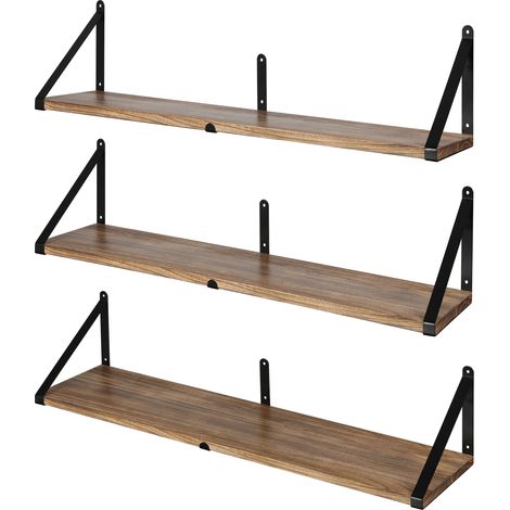 Levede Floating Shelves Wall Mounted Storage Home Set of 3 Natural Color
