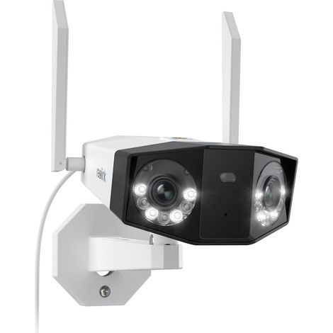 Reolink 4K Dual-Lens WLAN Überwachungskamera Aussen, 180° Ultra-Weitwinkel, Person-/Fahrzeug-/Haustier-Erkennung, 2,4/5 GHz WiFi, Farbnachtsicht, 2-Wege-Audio, Duo 2 WiFi