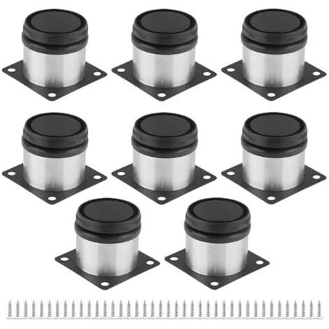 FENOPLASTICA8 Pièces Pied de Meuble Réglables 5 cm, Pied Reglable pour Meuble, Ronds Métal Acier Inoxydable, Pieds Meuble Cuisine, Pieds de Meubles Armoires éTagèRes Table Acier Inoxydable, avec Vis (1/4)