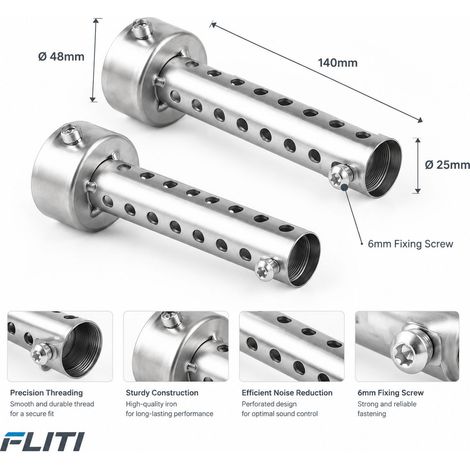 Insert Chicane DB Killer Silencieux Échappement Moto – 2 Pièces – Fer Argent – Compatible 34-60mm – Réduction Bruit Efficace – Installation Facile (1/5)