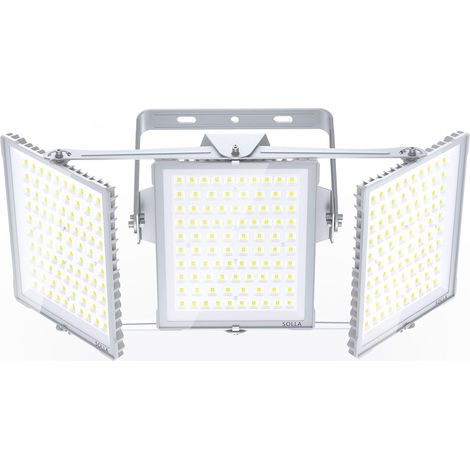 Projecteur LED extérieur 750W 2025 Plus Nouvelle Version Mis à Jour, 75000 LM, Blanc Lumière du Jour 6000K, Étanche IP66, 3 Têtes Réglables, Éclairage de Sécurité Extérieur pour Cours, Gris (1/5)