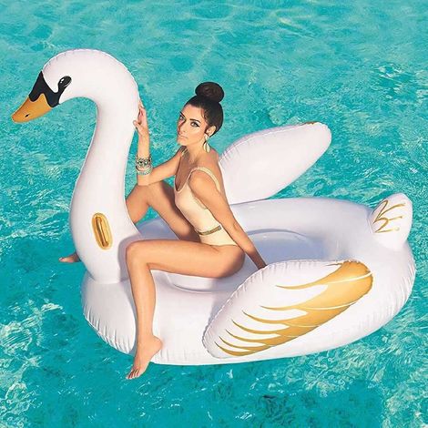 Cygne Géant 169 X 169 Cm Blanc Et Or île Chevauchable Luxe Mode (1/5)