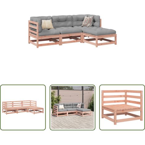 vidaXL Canapé d'angle - Salon de jardin 4 pcs bois massif sapin de douglas (1/5)