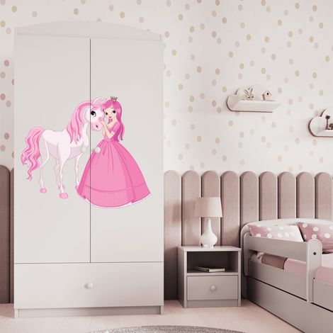 Armario 2 puertas 1 cajón Kocot Kids Babydream La princesa y el caballo - Blanco