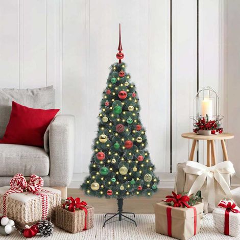 Künstlicher vorbeleuchteter Weihnachtsbaum mit Kugelset 120 cm