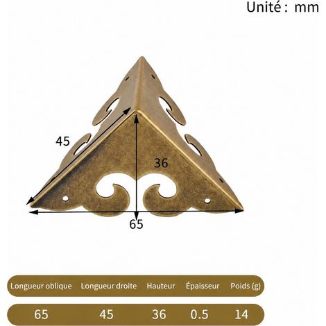 Équerre d’angle 4108 en métal bronze antique pour meuble 4108-4 5cm bronze 6,5 × 4,5 × 3,6 cm 14 g – Livraison gratuite