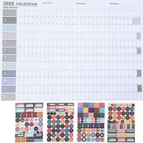 Kreativer Jahreskalender 2025, Wandkalender aus Papier, Planer für Zuhause – 74,20 x 52,50 x 0,05 cm – Mehrfarbig (1/4)