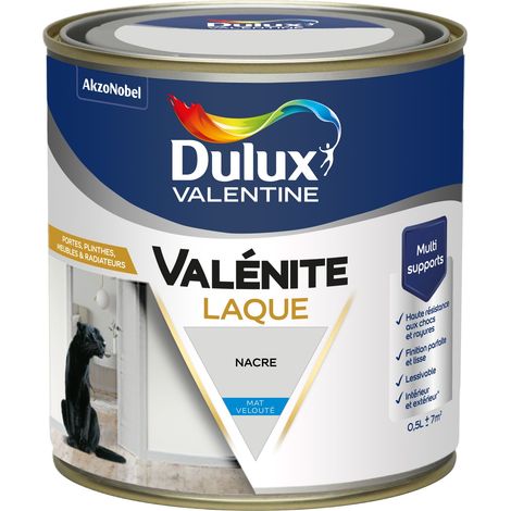 Dulux Valentine Peinture Laque Valénite Intérieur et Extérieur Multi-supports - Finition parfaite et lisse, Haute Résistance - Mat Nacre 0,5 L